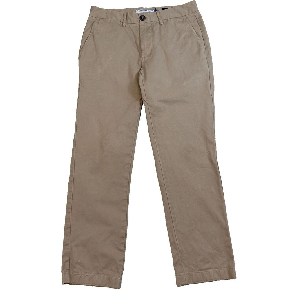 Peter Manning NYC Chino Pants Mens 28x26 Khaki Standard Fit Garment Dyed